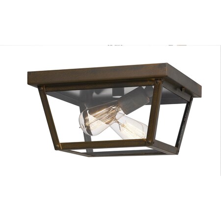 Quoizel Rue De Royal 2-Light Industrial Bronze Flush Mount RO1312IZ